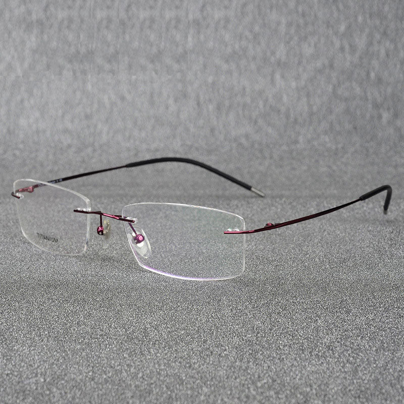 Hotochki Rimless Titanium Alloy Frame Flexible Temple Eyeglasses Rimless Hotochki Purple  