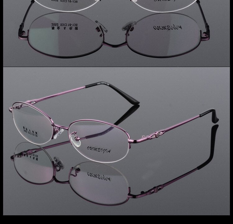 Women's Half Rim Eyeglasses Alloy Frame 2052 Semi Rim Bclear   