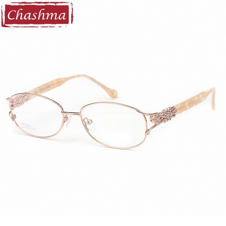 Chashma Ottica Women's Full Rim Oval Titanium Eyeglasses 2399 Full Rim Chashma Ottica Gold with Beige  