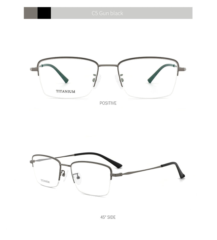 Kansept Men's Semi Rim Square Titanium Alloy Frame Eyeglasses 190006 Semi Rim Kansept   