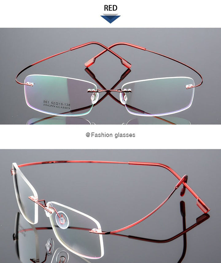 Aissuarvey Unisex Rimless Titanium Alloy Frame Eyeglasses As18611 Rimless Aissuarvey Eyeglasses Red  