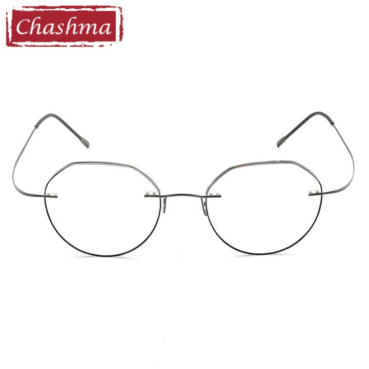 Unisex Eyeglasses Rimless Titanium Frame Round 666 Rimless Chashma   