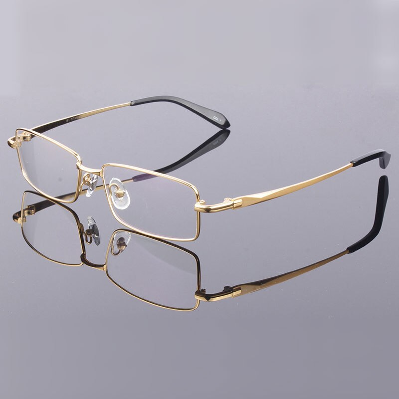 Hotony Men's Full Rim Square Titanium Alloy Frame Eyeglasses L9867 Full Rim Hotony Gold  