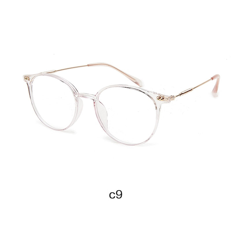 Hotony Unisex Full Rim Round Acetate Alloy Frame Eyeglasses Full Rim Hotony C9  