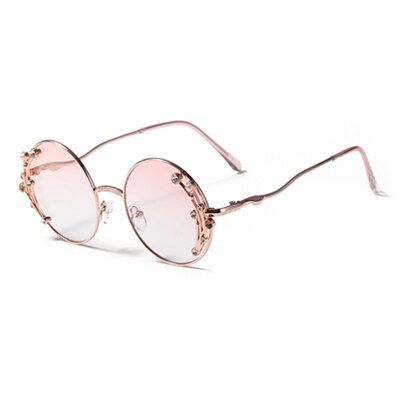 Ralferty Chic Round Sunglasses Women Luxury Brand Designer Crystal Pearl Women's Sun Glasses Decorative Uv40 Sunglasses Ralferty C3 Pink Gradient  