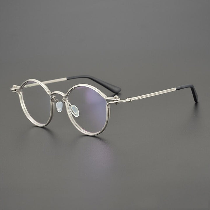 Gatenac Unisex Full Rim Round Titanium Alloy Frame Eyeglasses Gxyj701 Full Rim Gatenac Silver  
