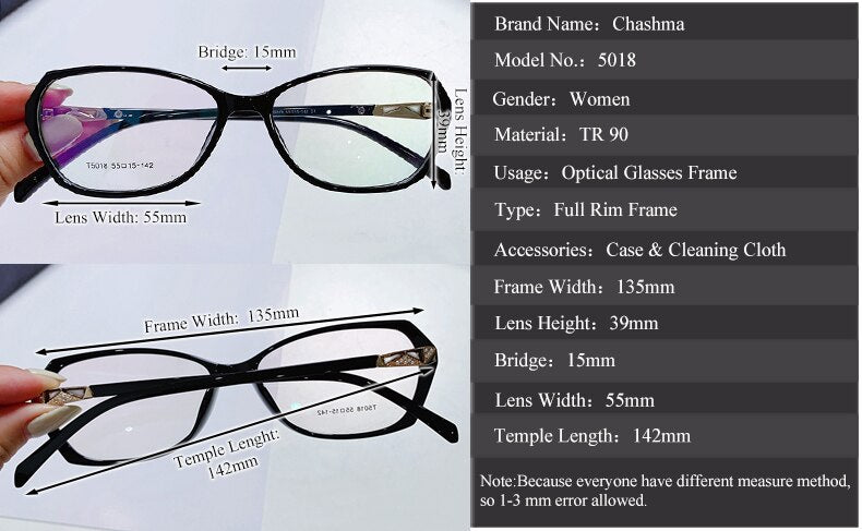 Chashma Ottica Women's Full Rim Square Tr 90 Titanium Eyeglasses 8015 Full Rim Chashma Ottica   