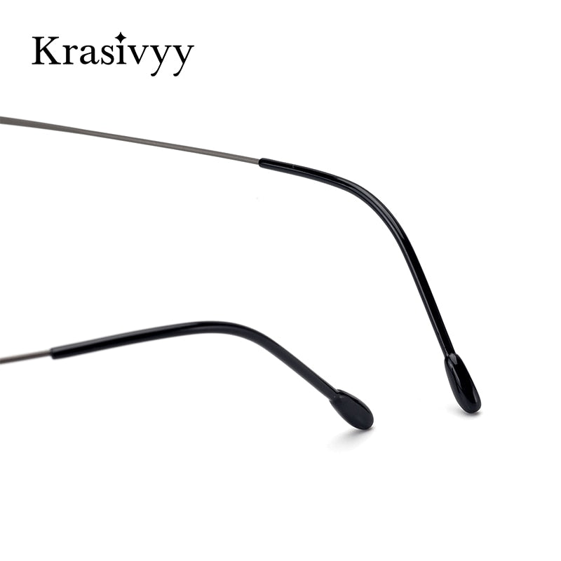 Krasivyy Unisex Rimless Round Square Titanium Eyeglasses Ls03 Rimless Krasivyy   