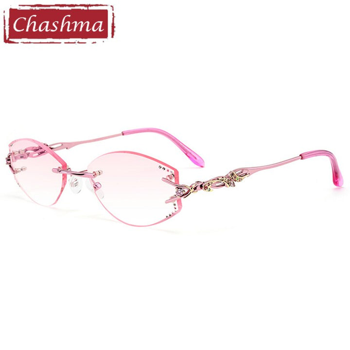 Chashma Ottica Women's Irregular Oval Titanium Eyeglasses Tinted Lenses 80363 Frame Chashma Ottica Pink  