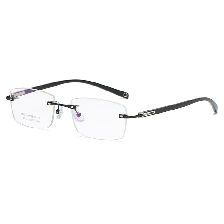 Zirosat 77003 Unisex Eyeglasses Rectangle Titanium Alloy Rimless Rimless Zirosat black  