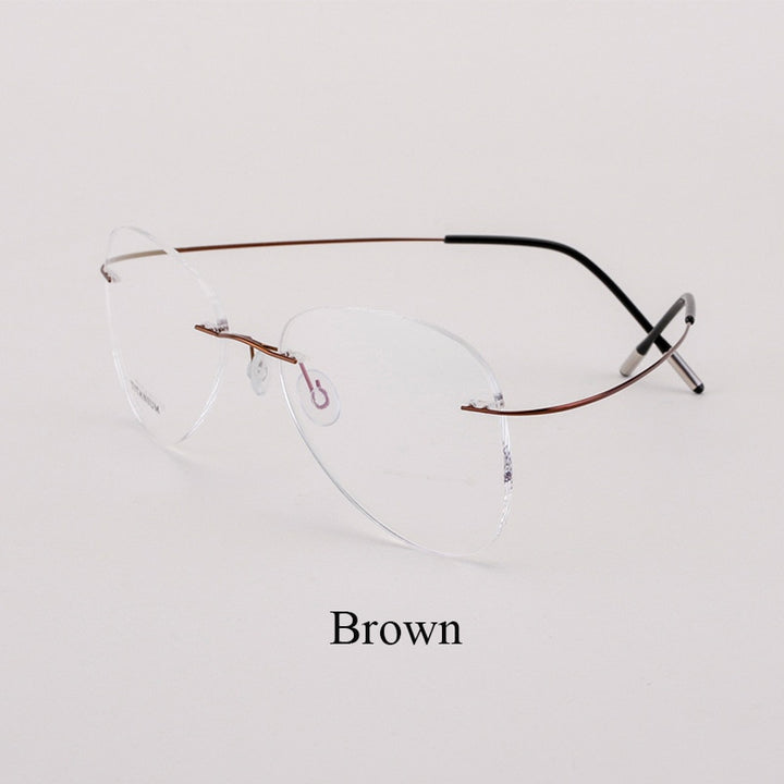 Bclear Men's Eyeglasses Titanium Rimless Lightweight Flexible 20002 Rimless Bclear Brown  