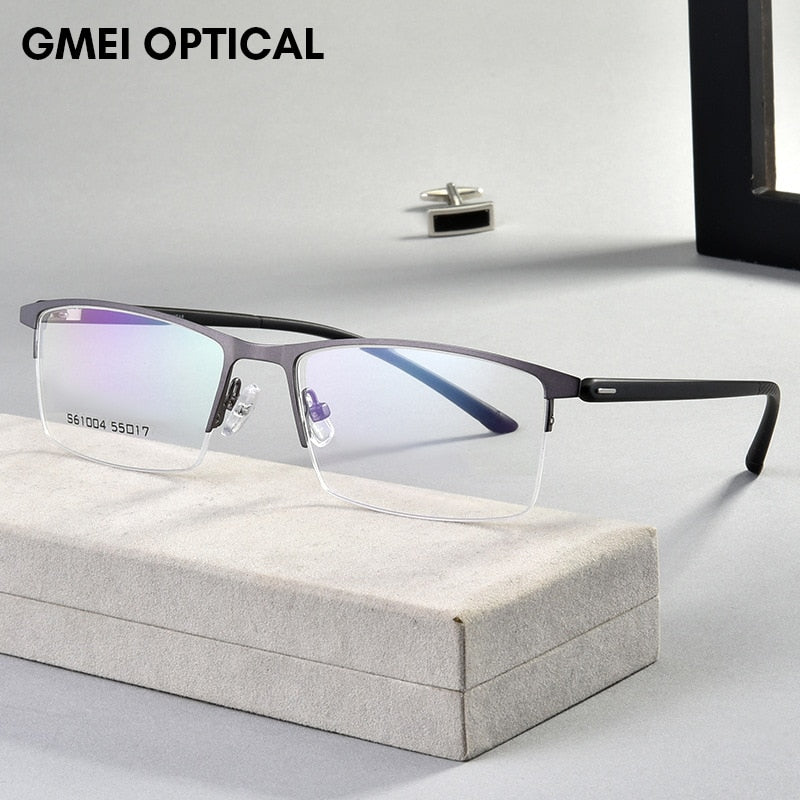 Gmei Men's Eyeglasses Business Half Rim Metal Alloy S61004 Semi Rim Gmei Optical   