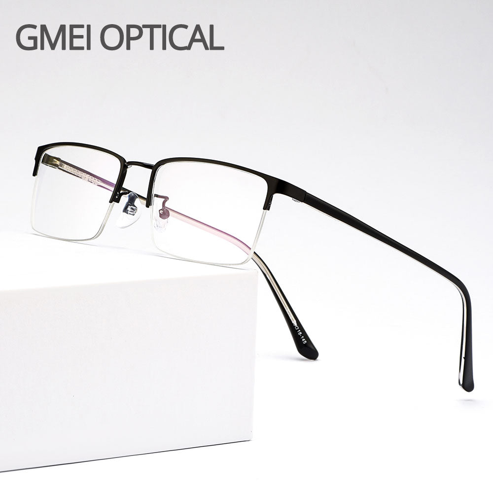 Men's Eyeglasses Semi Rim Metal Alloy Acetate Frame M18046 Semi Rim Gmei Optical   