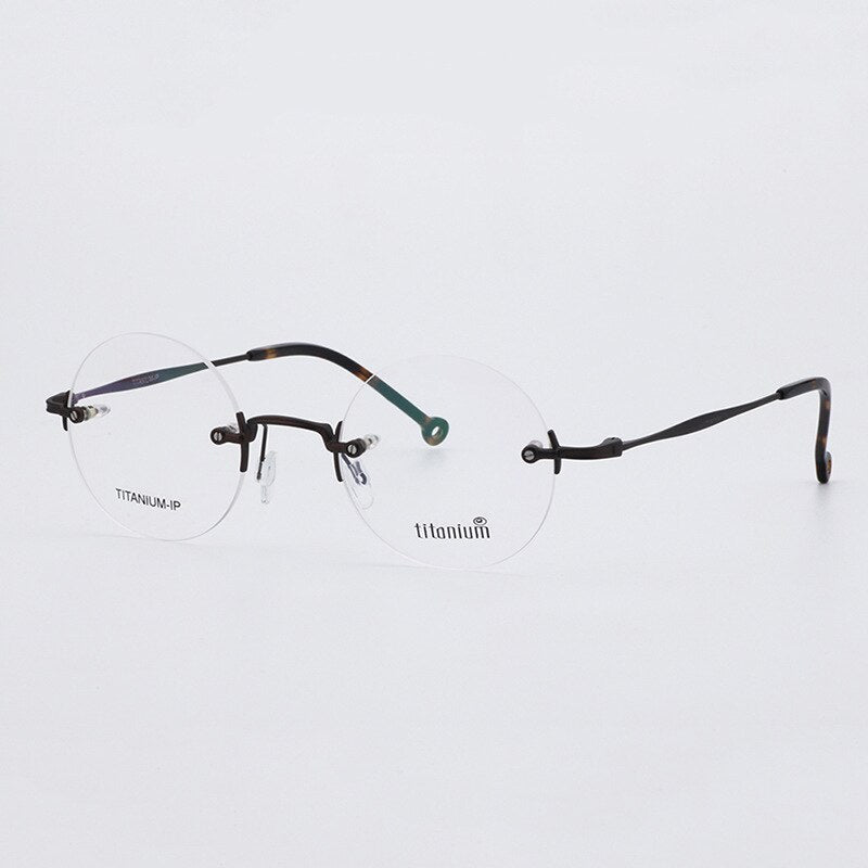 Aissuarvey Rimless Oval Titanium Frame Eyeglasses Unisex Rimless Aissuarvey Eyeglasses Dark Brown  