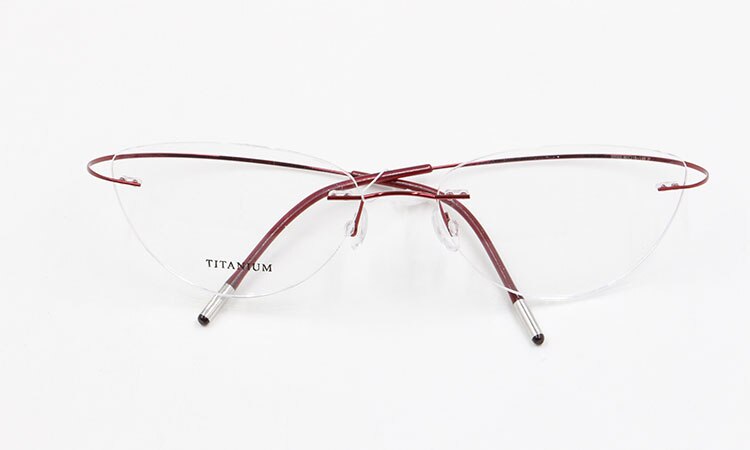 Women's Rimless Eyeglasses Titanium Frame 20003 Rimless Bclear Red  
