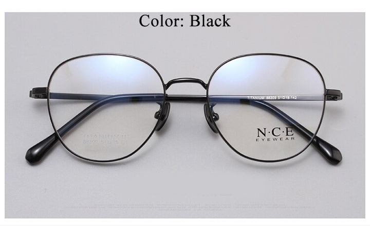 Unisex Oval Full Rim Titanium Frame Eyeglasses Sc88309 Full Rim Bclear black  