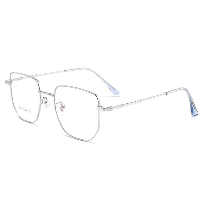 Hotony Unisex Full Rim Square Alloy Frame Spring Hinge Eyeglasses D882 Full Rim Hotony Silver  