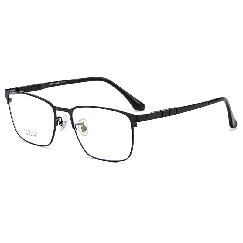 Yimaruili Men's Full Rim Square β Titanium Frame Eyeglasses 98011JY Full Rim Yimaruili Eyeglasses Black  