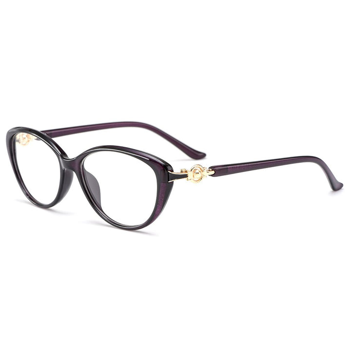 Gmei Women's Eyeglasses Ultralight Tr90 Cat Eye M1537 Full Rim Gmei Optical C6 Purple  