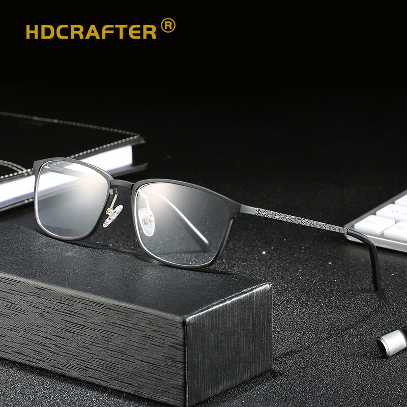 Hdcrafter Men's Full Rim Square Alloy Frame Eyeglasses P6266 Full Rim Hdcrafter Eyeglasses   