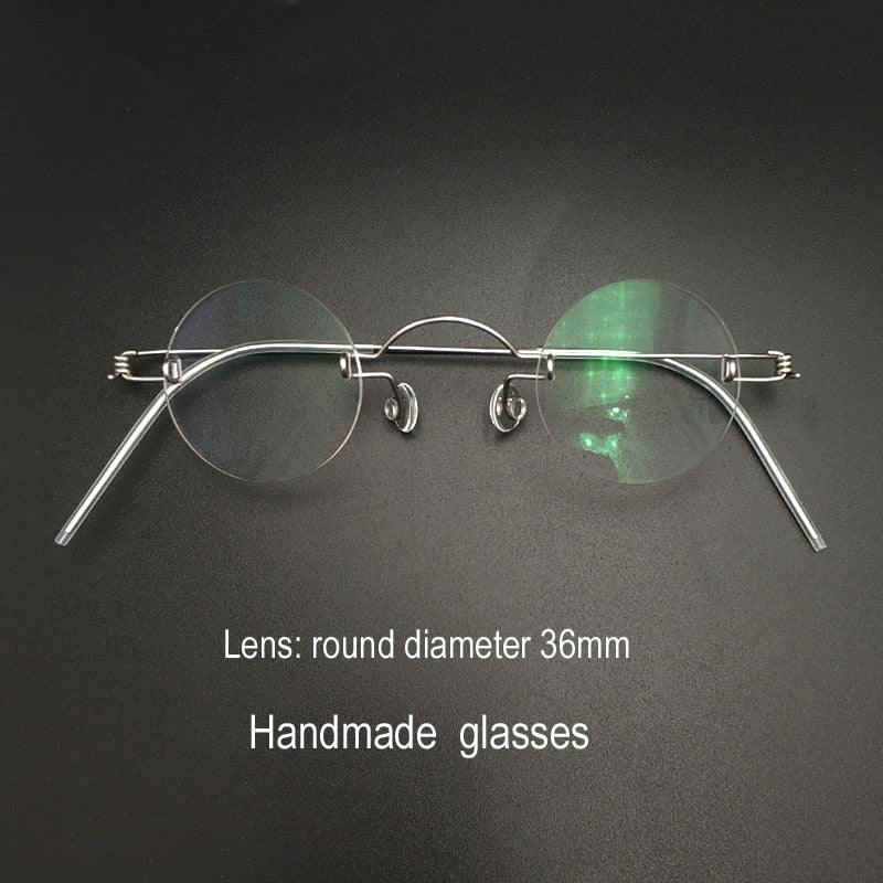 Unisex Handcrafted Rimless Round Eyeglasses Customizable Lenses Rimless Yujo glasses China 