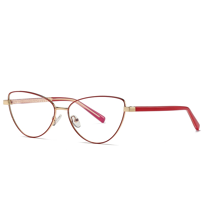 Gmei Women's Full Rim Alloy Cat Eye Frame Eyeglasses 3006 Full Rim Gmei Optical C5 Red Golden  