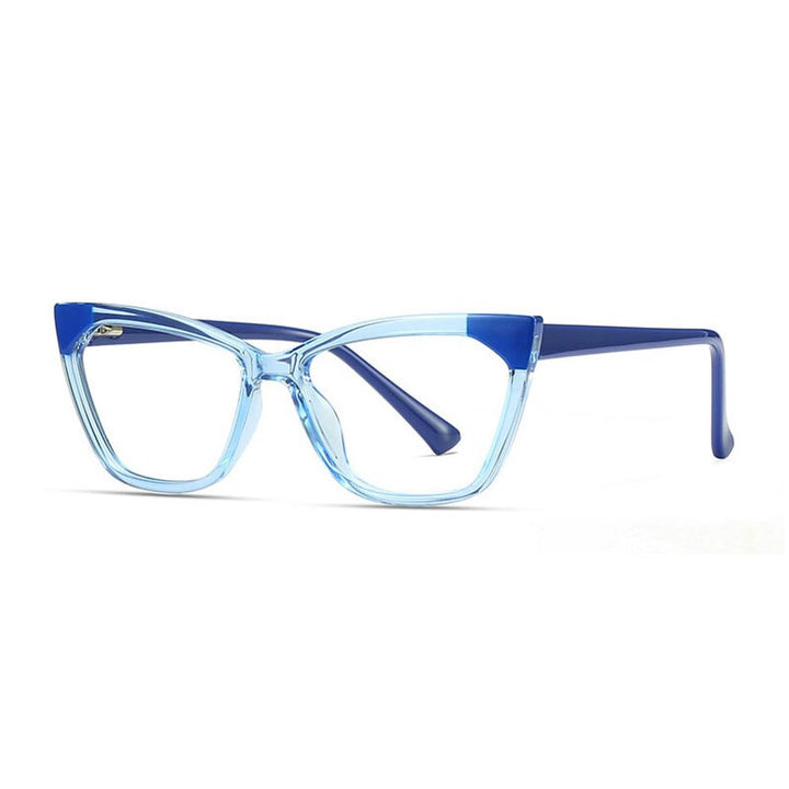 Hotony Women's Full Rim Cat Eye TR 90 Frame Eyeglasses 2040 Full Rim Hotony Blue  