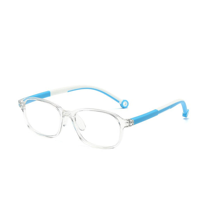 KatKani Children's Unisex Full Rim Silicone Frame Anti Blue Light Eyeglasses Tr17146 Full Rim KatKani Eyeglasses Blue White  