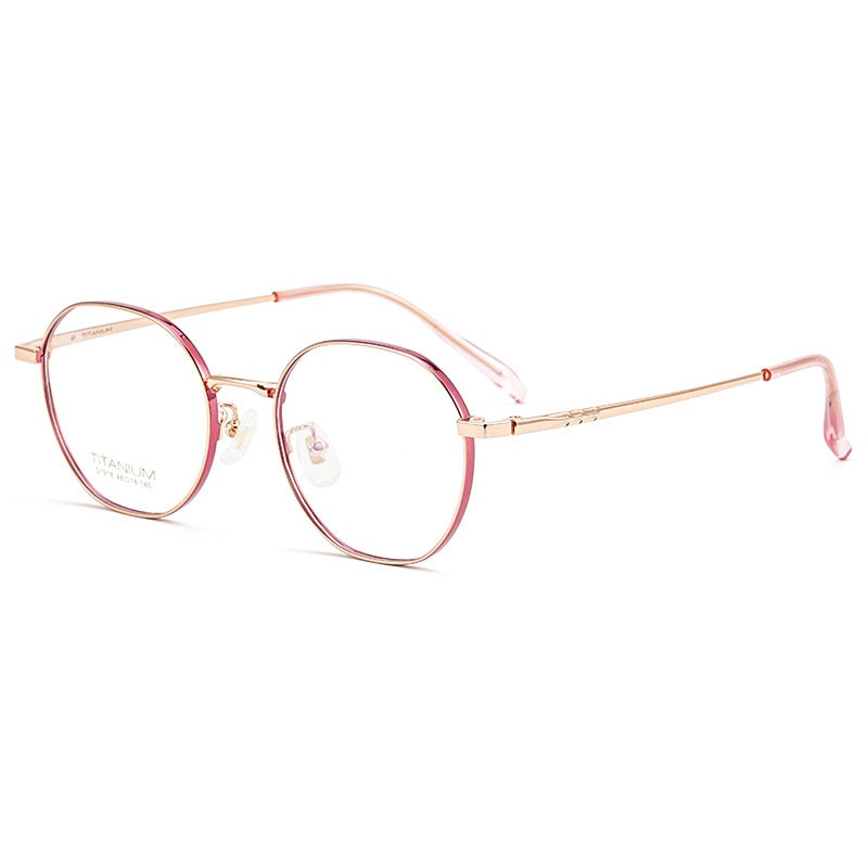 Hotony Women's Full Rim Round Titanium Frame Eyeglasses S1918 Full Rim Hotony Purple Rose Gold  