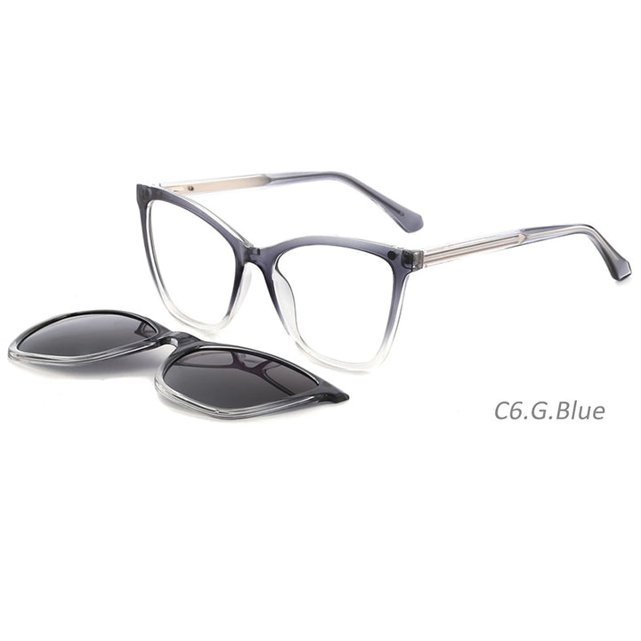 Kansept Unisex Full Rim Square Acetate Titanium Frame Eyeglasses Magnetic Polarized Clip On Sunglasses Fn3006 Clip On Sunglasses Kansept FN3006C6  