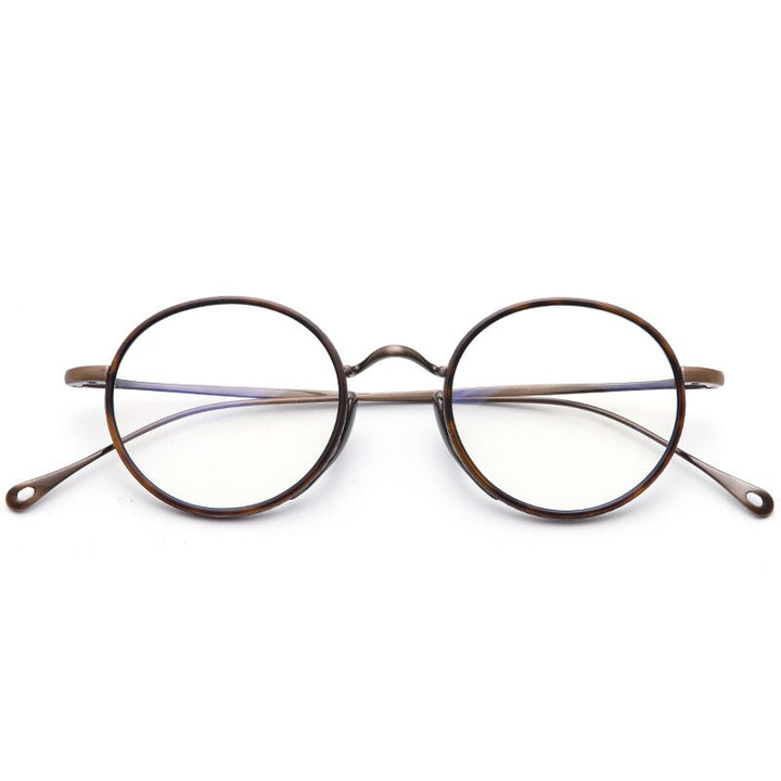 Muzz Men's Full Rim Round Titanium Acetate Frame Eyeglasses M70705 Full Rim Muzz C3  