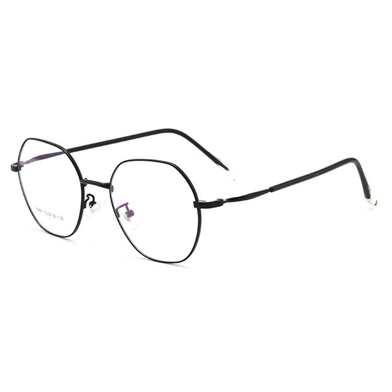Hotony Unisex Full Rim Polygon Alloy Frame Spring Hinge Eyeglasses D881 Full Rim Hotony black  
