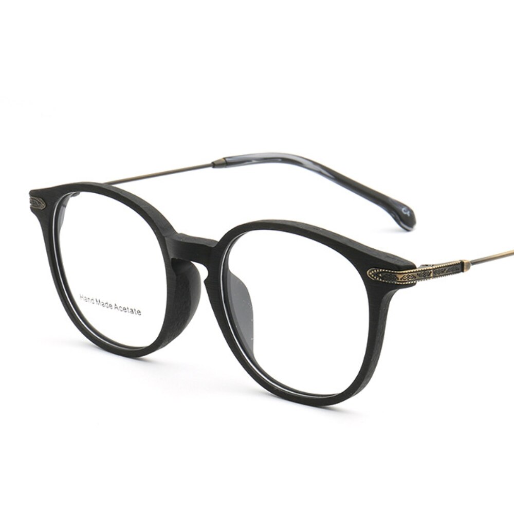 Aissuarvey Unisex Full Rim Round Frame Wooden Eyeglasses D6629 Full Rim Aissuarvey Eyeglasses   