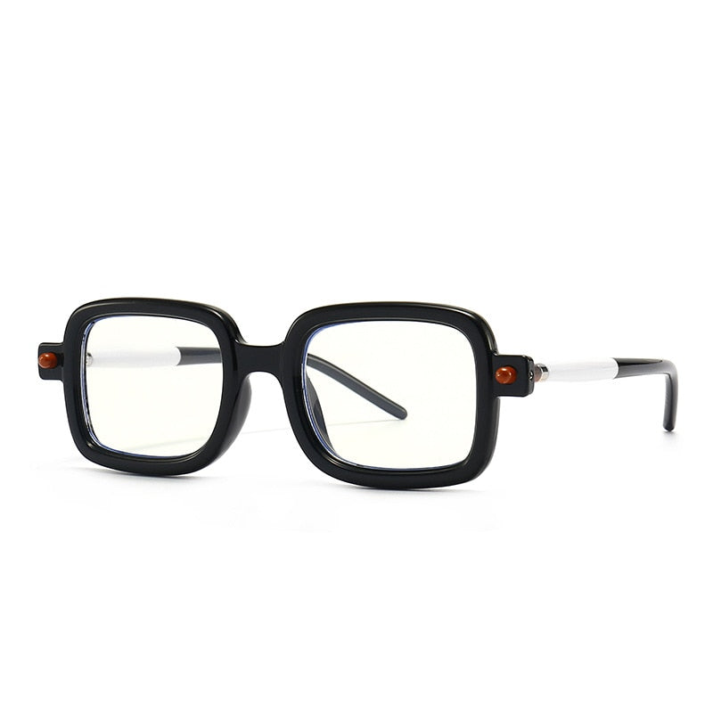 CCspace Unisex Full Rim Rectangle Resin Frame Eyeglasses 53979 Full Rim CCspace black-white  