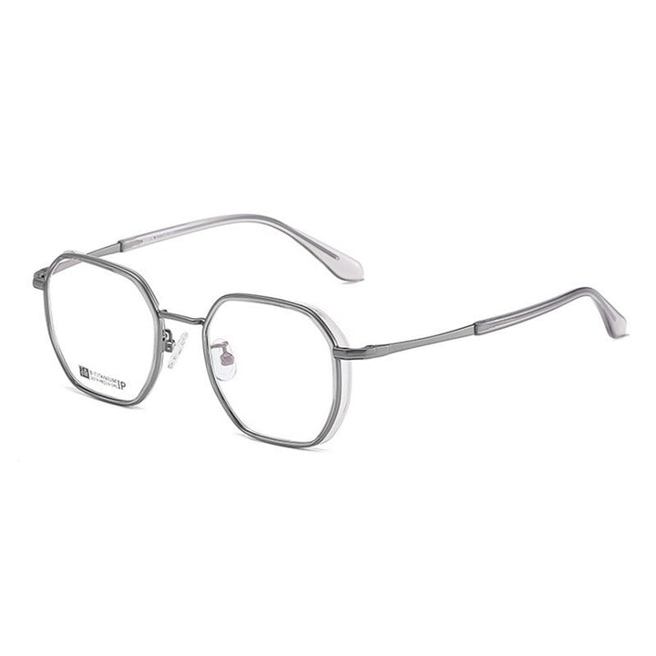 Hotochki Unisex Full Rim Beta Titanium Frame Eyeglasses 6074 Full Rim Hotochki Gray  