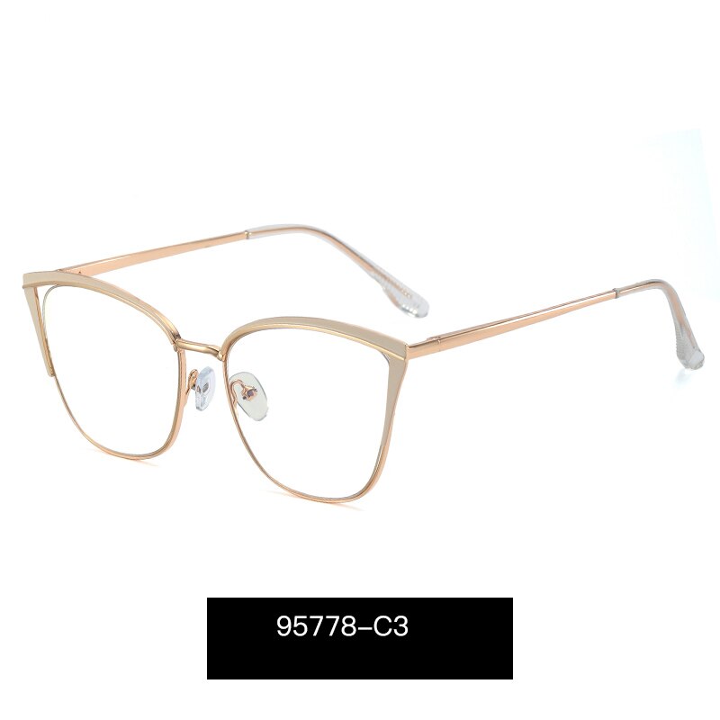 Hotony Women's Full Rim Cat Eye TR 90 Resin Alloy Frame Eyeglasses 95778 Full Rim Hotony C3  