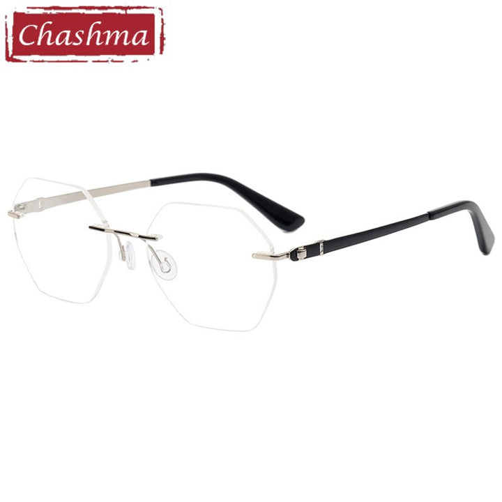Chashma Ottica Men's Rimless  Polygon Titanium Eyeglasses 5018 Rimless Chashma Ottica Silver  