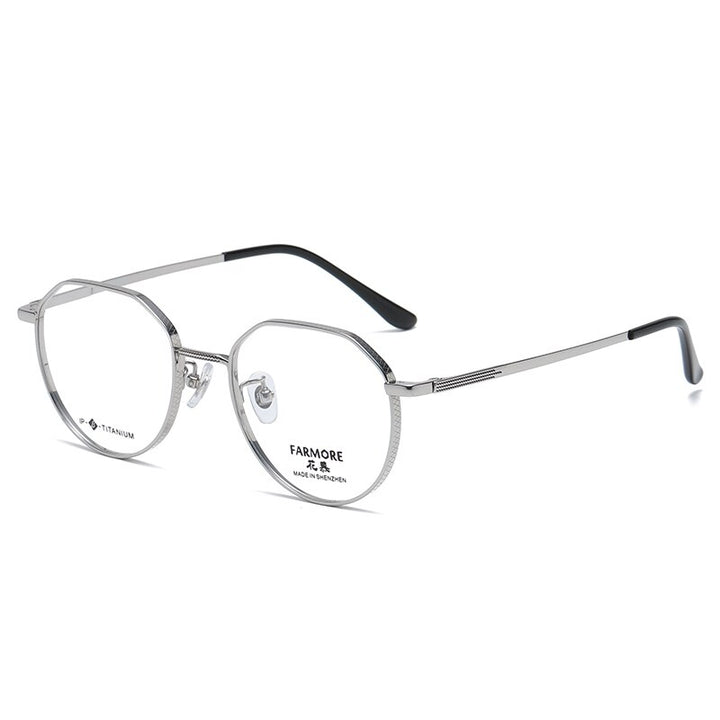 Reven Jate Unisex Eyeglasses 7050 Full Rim Round Titanium Full Rim Reven Jate   