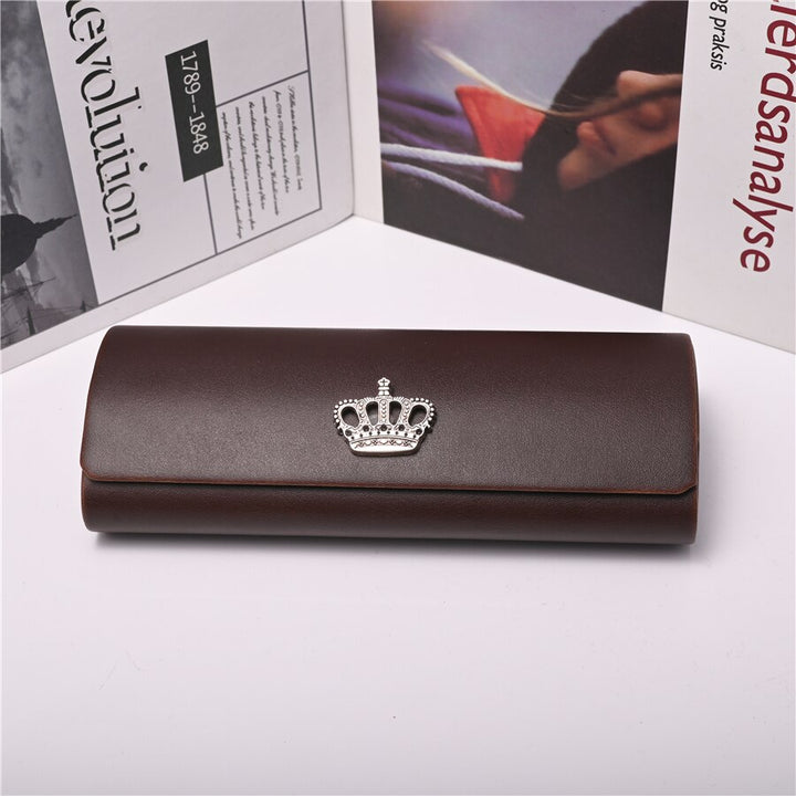 Unisex Eyeglass Storage Case With Magnetic Closure Case Cubojue Case brown crown  