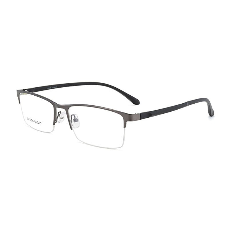 Handoer Men's Semi Rim Square Titanium Alloy Eyeglasses 61006 Semi Rim Handoer Gray  
