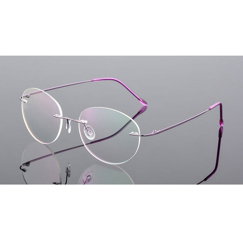 Handoer Unisex Rimless Customized Shaped Lenses 862 Alloy Eyeglasses Rimless Handoer purple  
