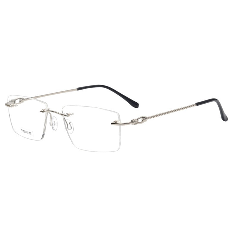 Aissuarvey Rimless Rectangular Lens Titanium Frame Men's Eyeglasses ...
