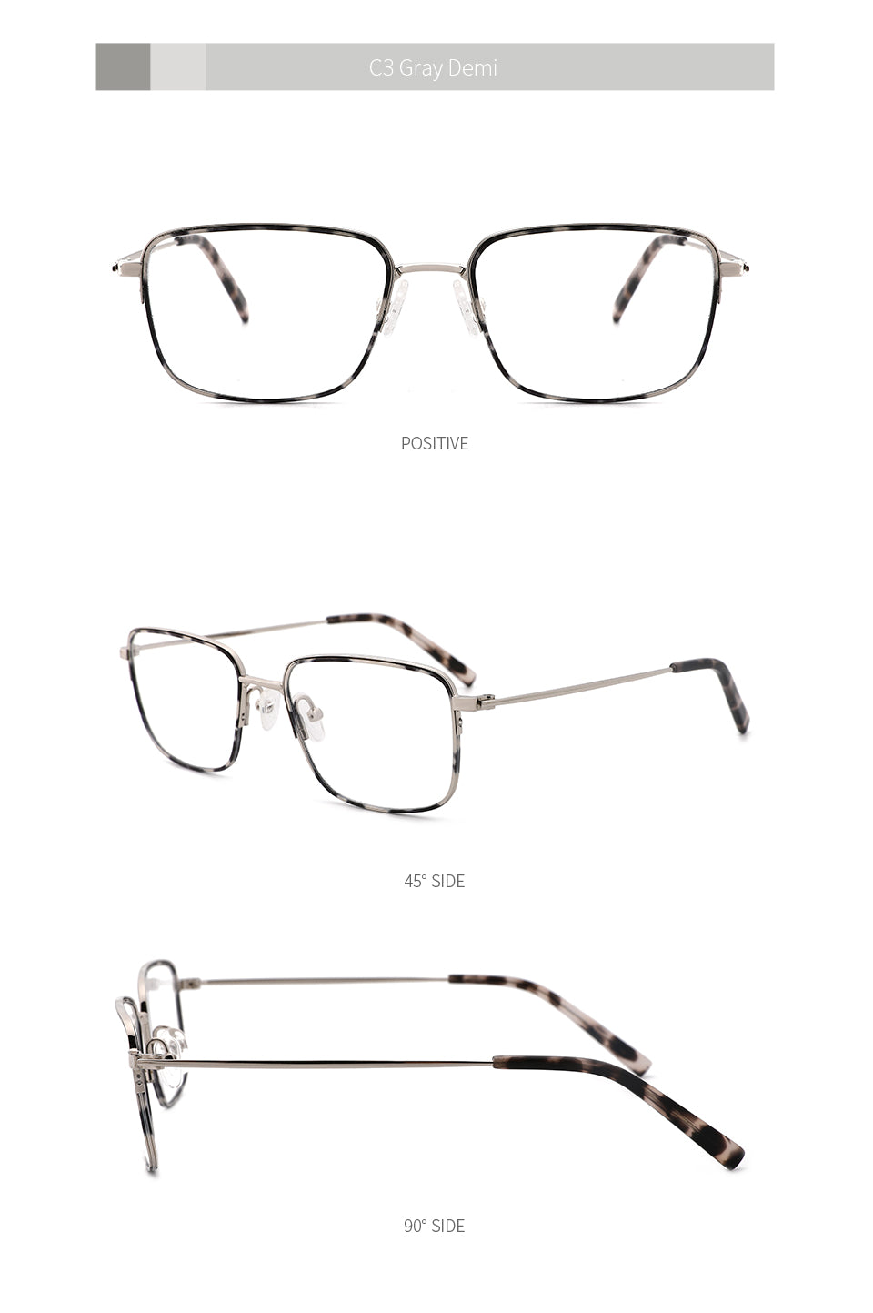 Kansept Men's Full Rim Square Stainless Steel Frame Eyeglasses Mt9003 Full Rim Kansept   