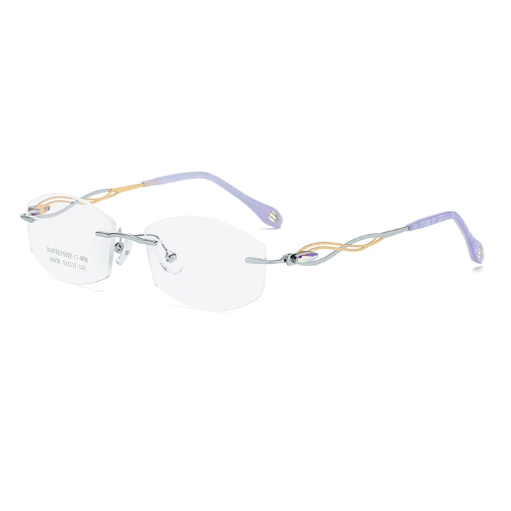 Zirosat 88038 Women's Eyeglasses Tint Lenses Diamond Cutting Rimless Titanium Rimless Zirosat silver  