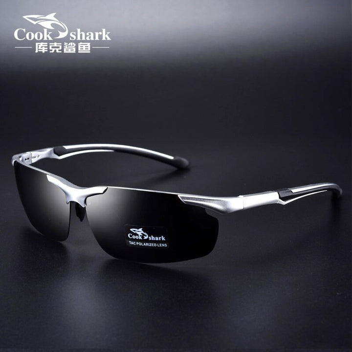 Cookshark Brand Men's Sunglasses Polarized Driving Hipster 8016 Sunglasses Cook Shark Silver  