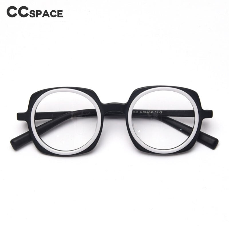 CCSpace Unisex Full Rim Round Acetate Frame Eyeglasses 49838 Full Rim CCspace   