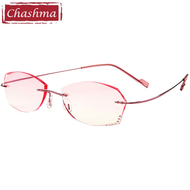 Women's Rimless Diamond Cut Tinted Lens Eyeglasses Titanium Frame 6074-9066 Rimless Chashma   
