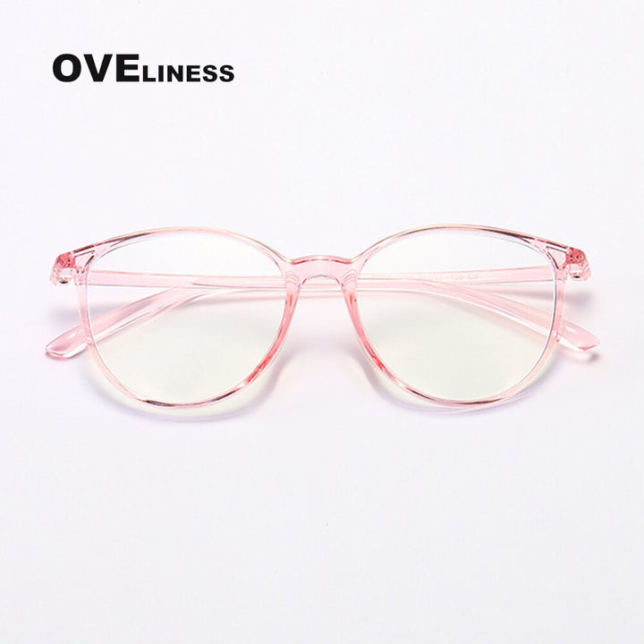 Oveliness Unisex Full Rim Round Square Tr 90 Titanium Eyeglasses 8075 Full Rim Oveliness pink  