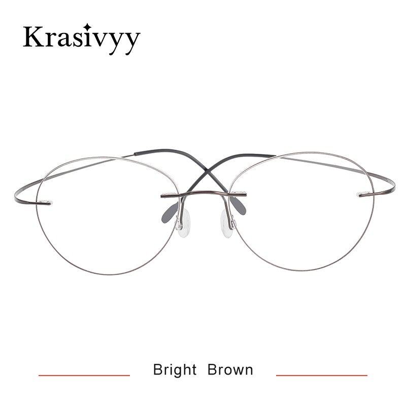 Krasivyy Women's Rimless Round Titanium Eyeglasses Kr619 Rimless Krasivyy Bright Brown  