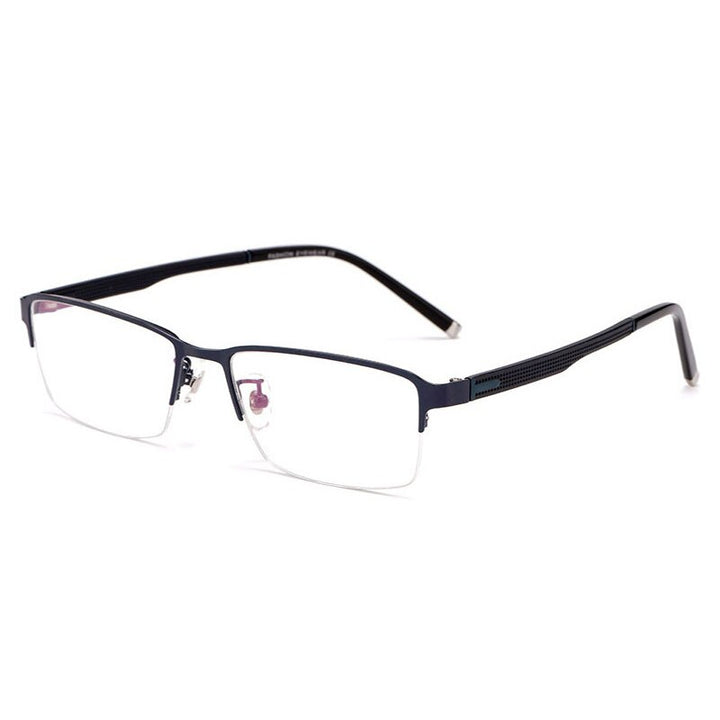 Hotochki Men's Semi Rim Rectangular Alloy Frame Eyeglasses 3095 Semi Rim Hotochki Blue  